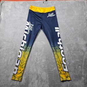 Xlusion Michigan Football Leggings Women M Blue Yellow Ombre Graphic Gameday
